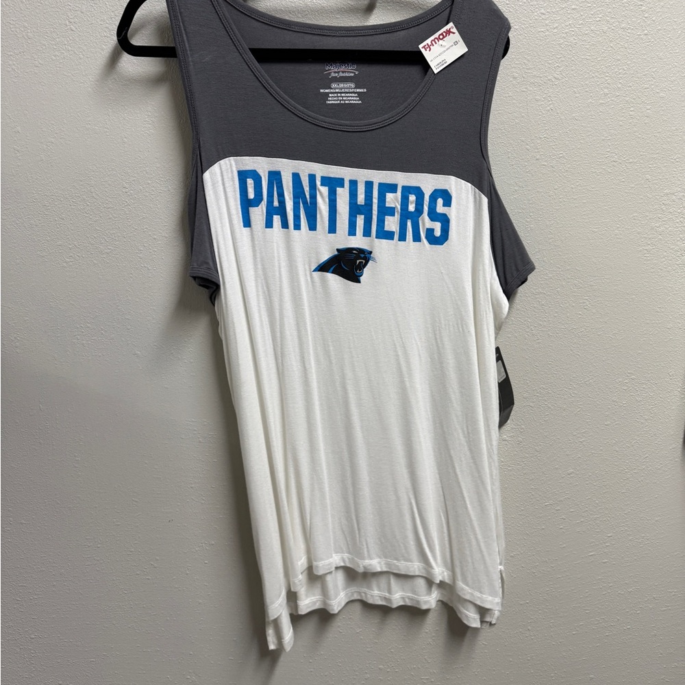 NWT! Majestic Carolina Panthers Cold Shoulder Top XXL